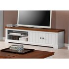 Rack Tv Em Madeira Maciça | Coleção Athenas Branco Lavado / A